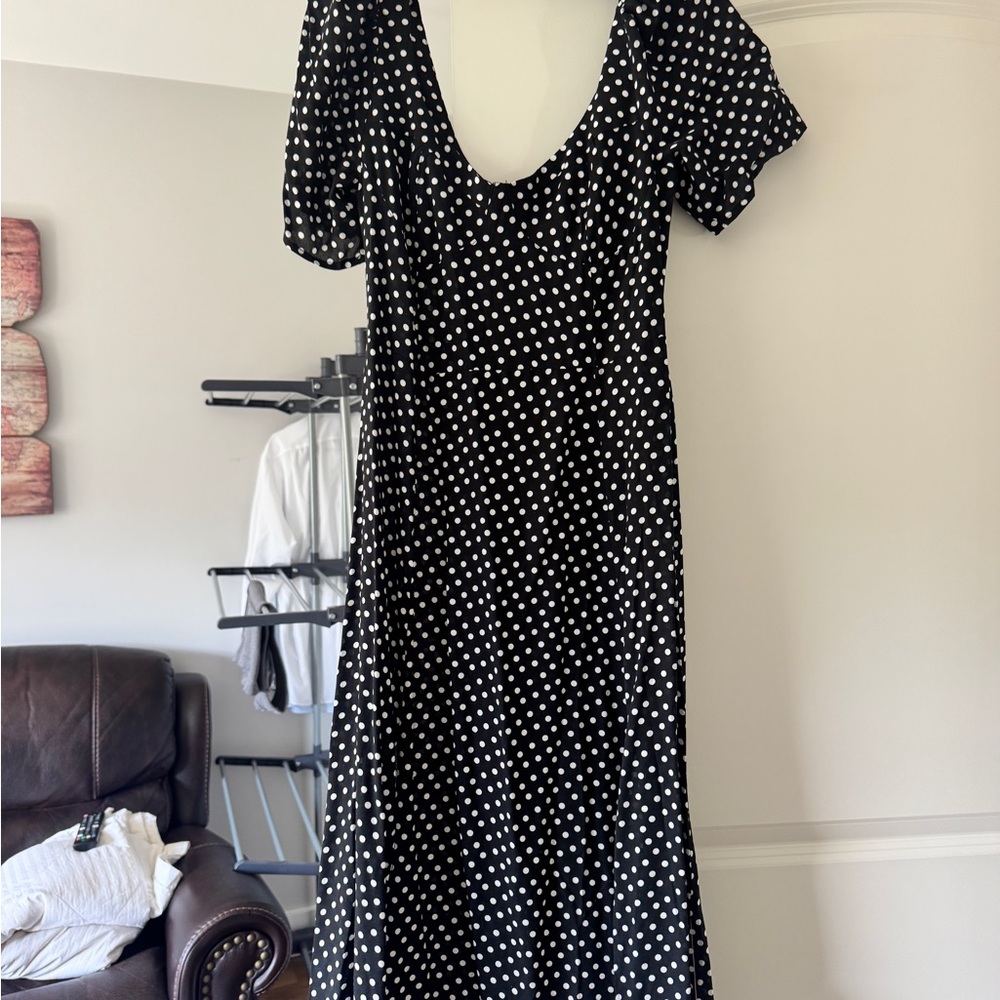 ASOS Black and White Polka Dot Midi Dress